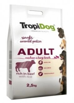Tropidog Sığır Etli Orta ve Büyük Irk Yetişkin 2.5 kg Köpek Maması kullananlar yorumlar